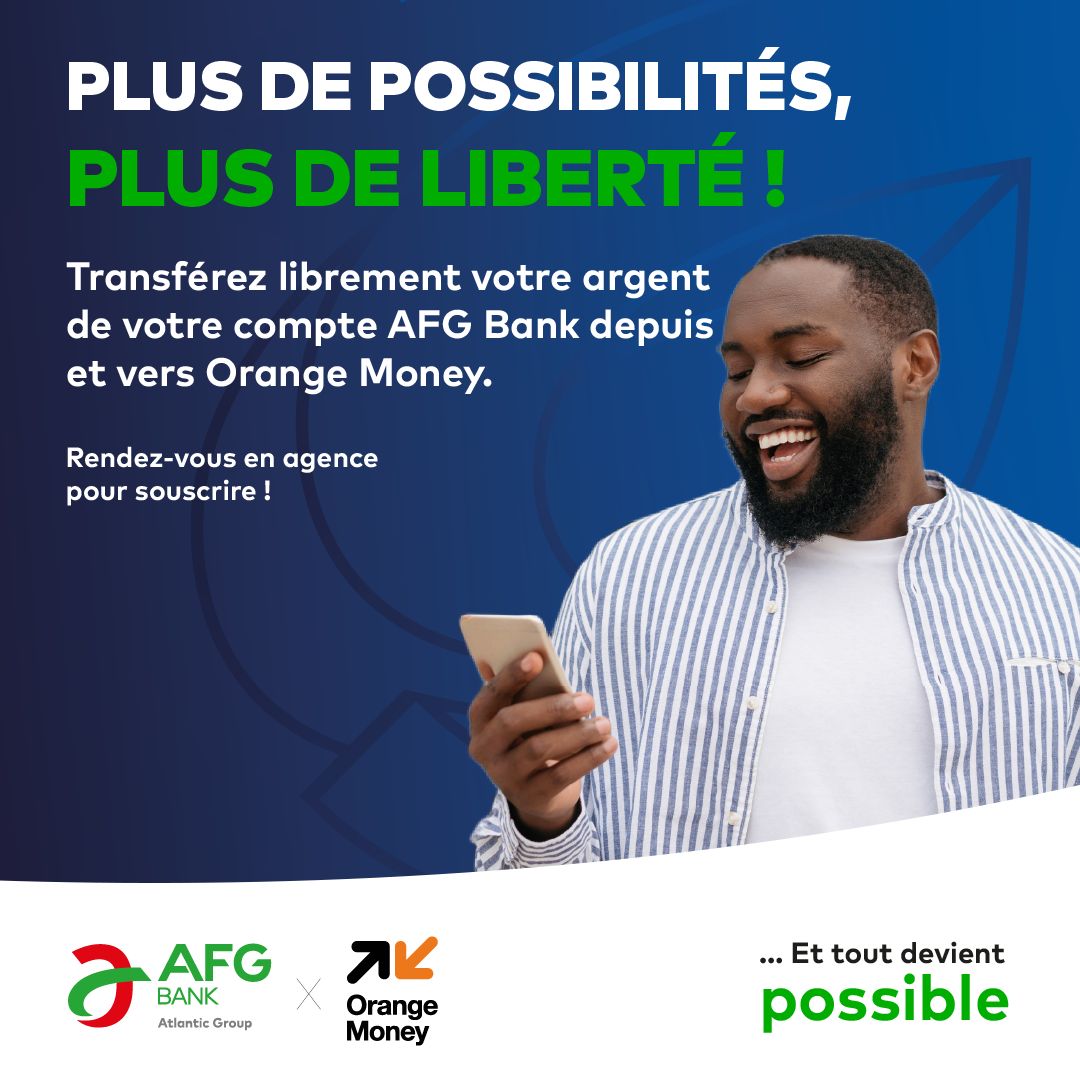 Ça y est, l’attente touche à sa fin ! Désormais, transférez votre argent librement de votre compte AFG Bank depuis et vers votre compte Orange Money.
